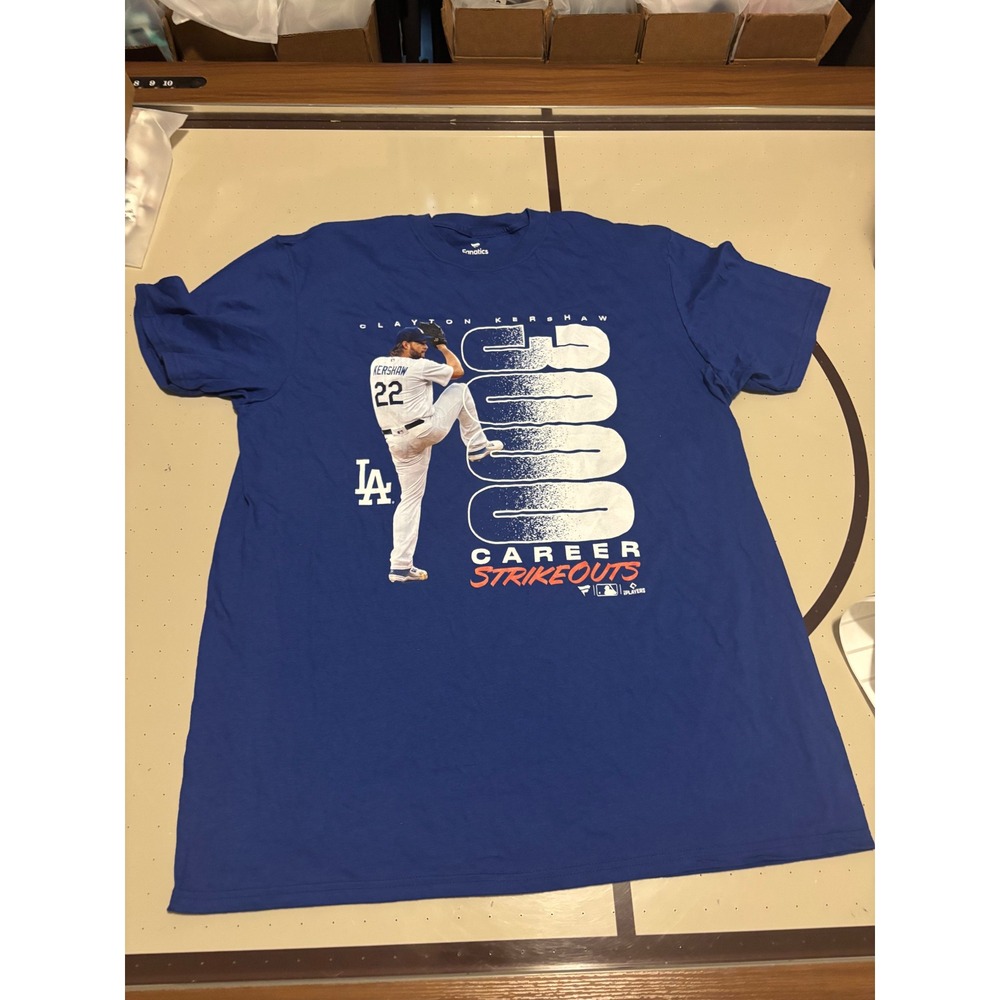 243 Fanatics Clayton Kershaw LA Dodgers 2500 Strikeouts Mens XL Royal Blue
